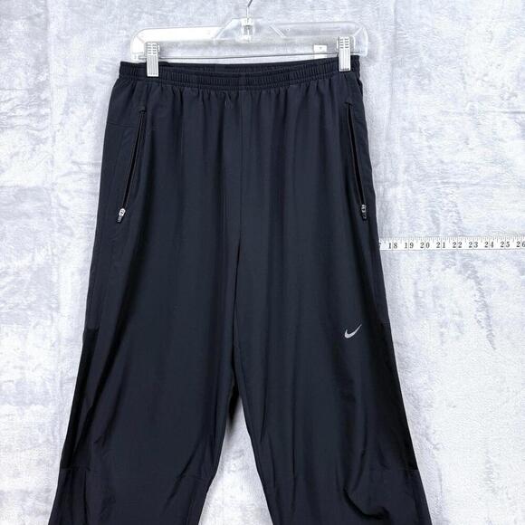 Nike Dri-Fit Black Track Pants Men Size M Lightweight Zip Hem Athletic Running - Picture 4 of 11